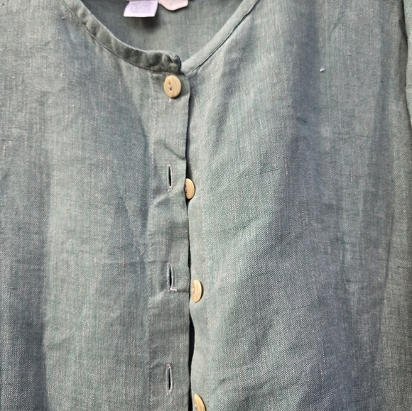 Flax Oversized Long Tunic Top Sage Green Large - Picture 2 of 6